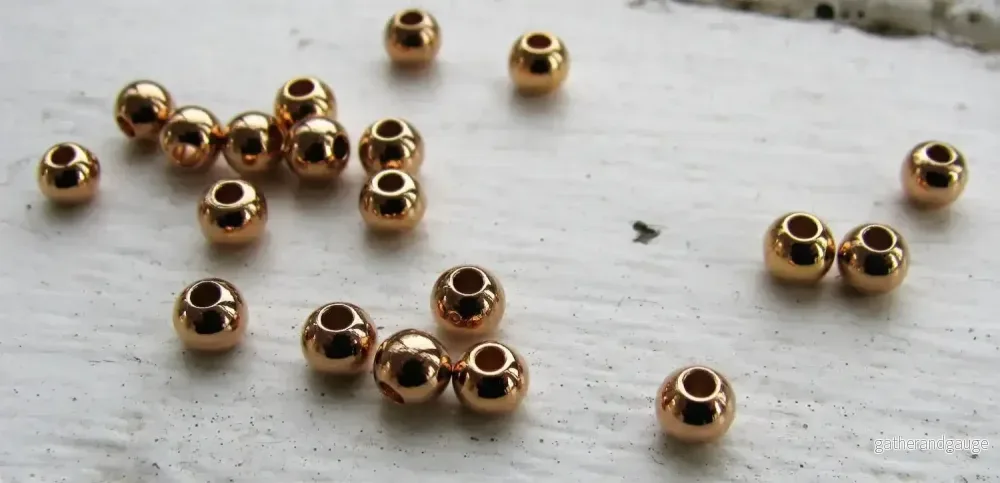Mellandel Roséguld-färgad - Rund 4 mm, 20-pack - Bild 2