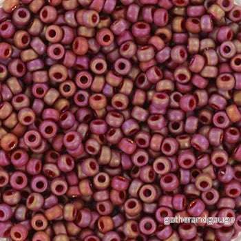 Miyuki Seed Beads - Opaque Glazed Frosted Rainbow Dark Red 11/0, 10 gram