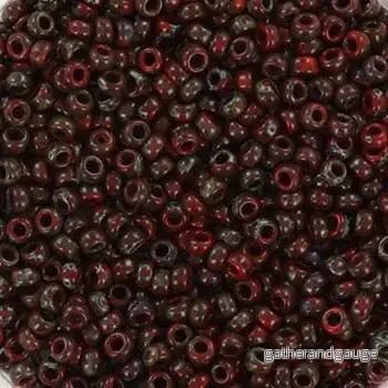 Miyuki Seed Beads - Picasso Opaque Red Garnet 11/0, 10 Gram