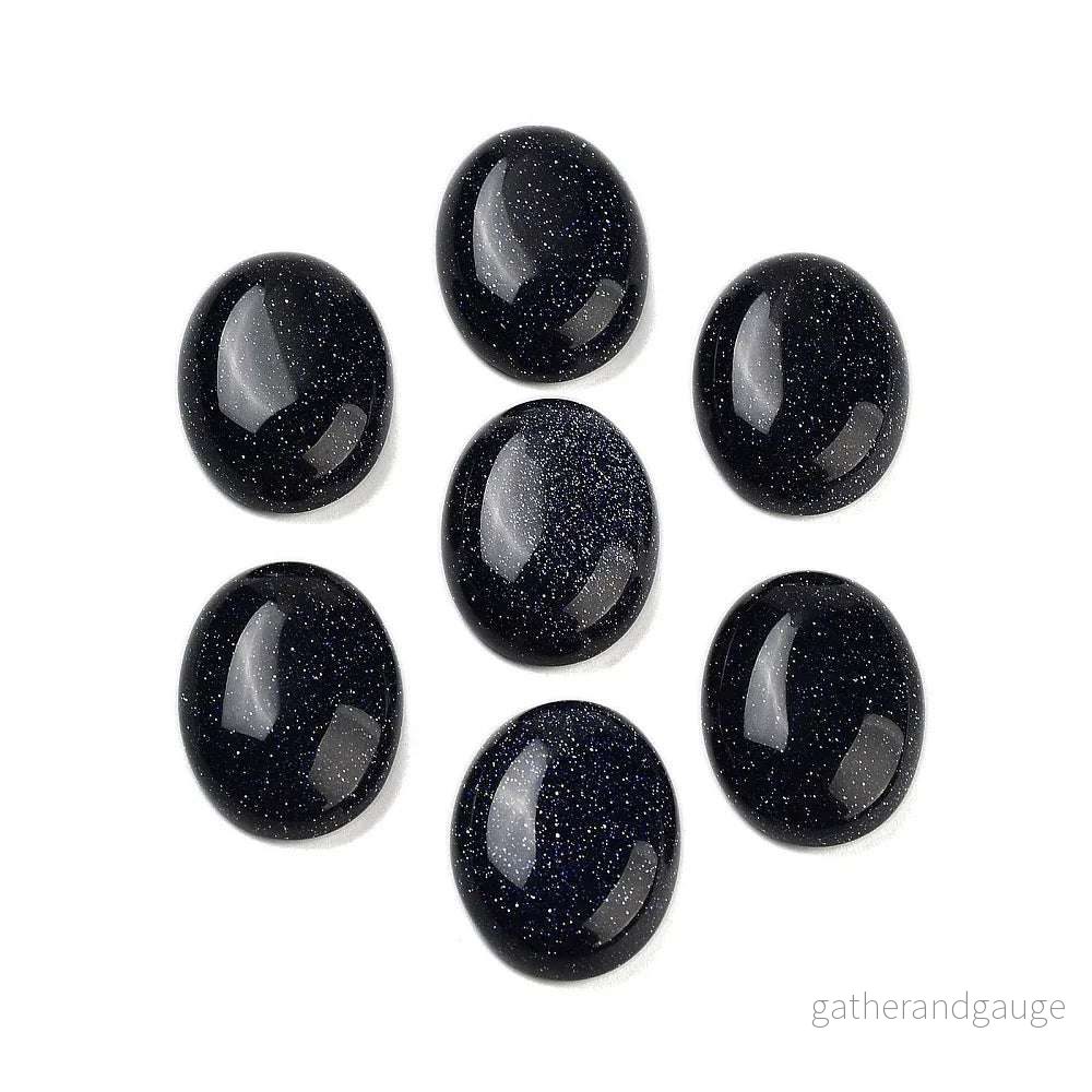 Cabochon Syntetisk Blue Goldstone - Oval 18x13mm 1 styck - Bild 2