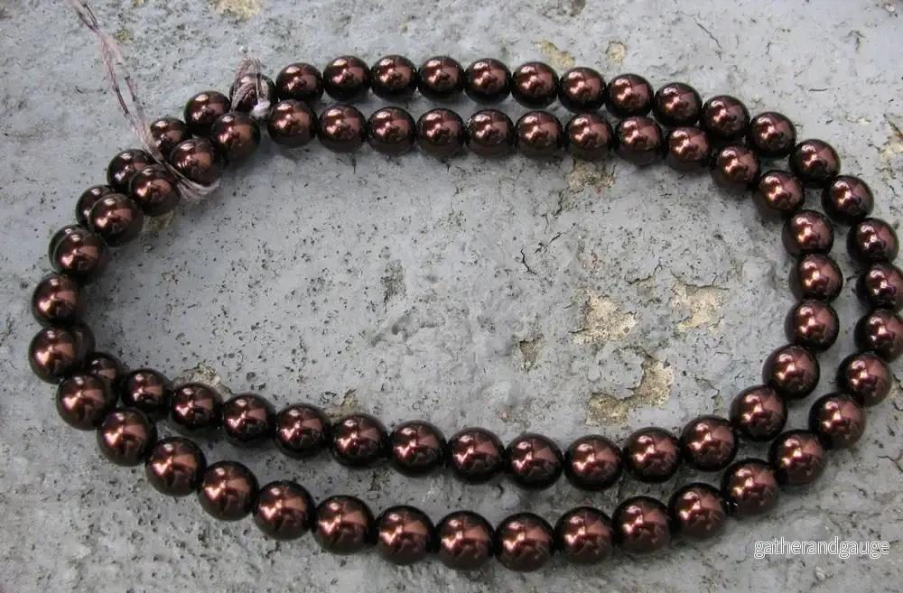 Tjeckiska vaxade glaspärlor - Bronze 8mm, 1 sträng