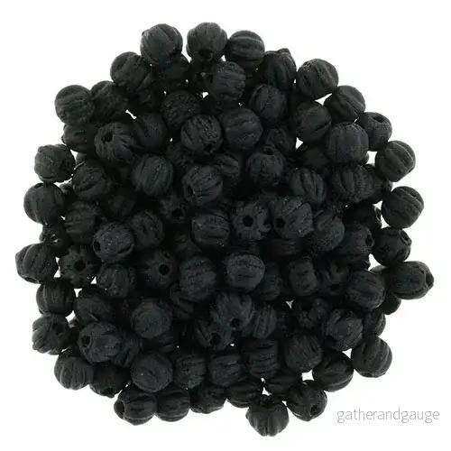 Tjeckiska Melon Round – Matte Jet 3mm 50-pack