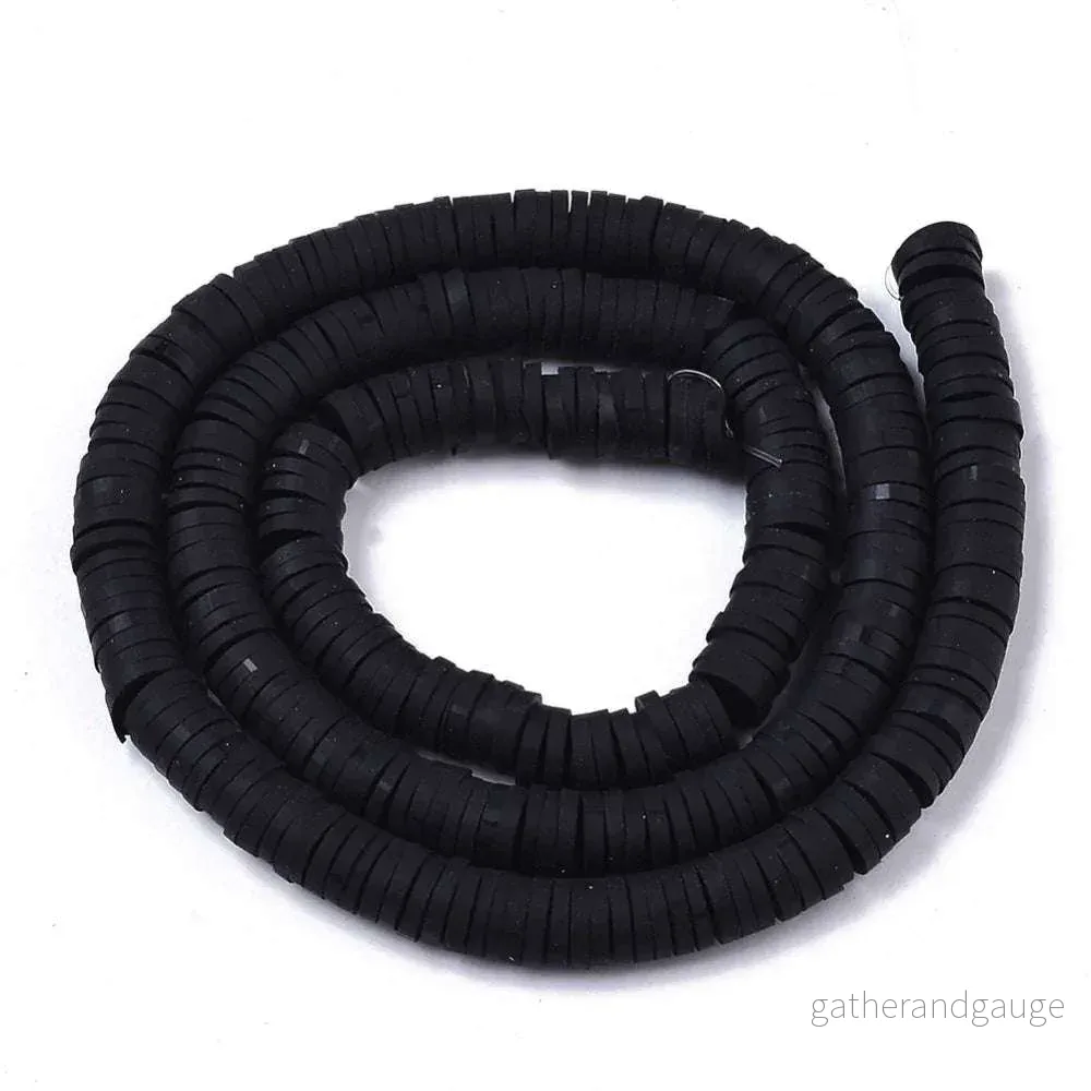 Heishi Pärlor – Svart 6mm 1 Sträng Heishi Pärlor – Svart 6mm 1 Sträng