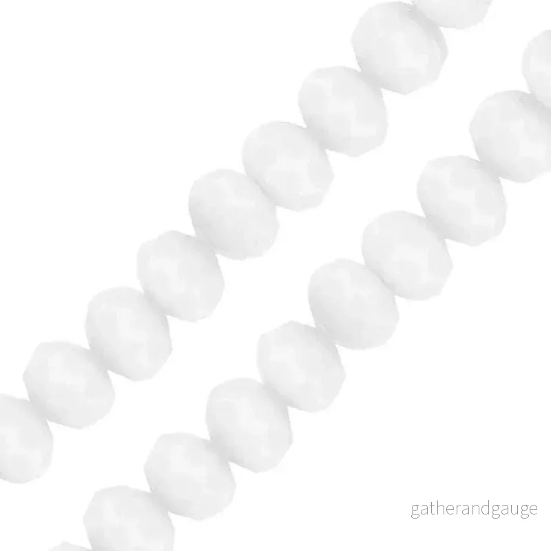 Facetterade glaspärlor - Matte vit, 3x2.5mm, 1 sträng
