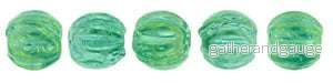 Tjeckiska Melon Round – Iris Alabaster Malachite Green 3mm 50-pack