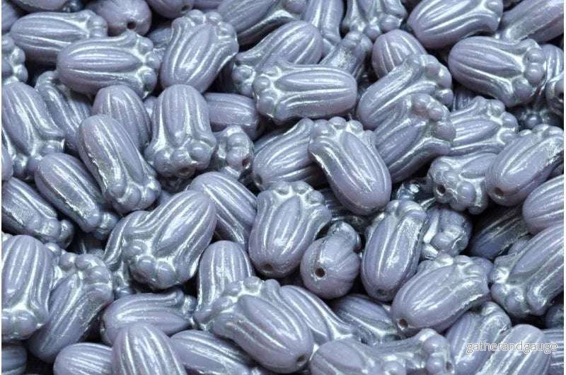 Tulip Bud Bead – Light Violet / Silver 12x8mm, 20-pack Tulip Bud Bead – Light Violet / Silver 12x8mm, 20-pack