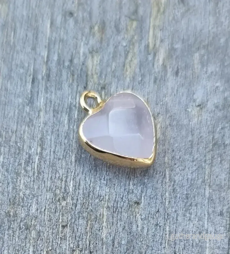 Hänge Rosenkvarts Guldfärgad - Hjärta 12mm 1 styck