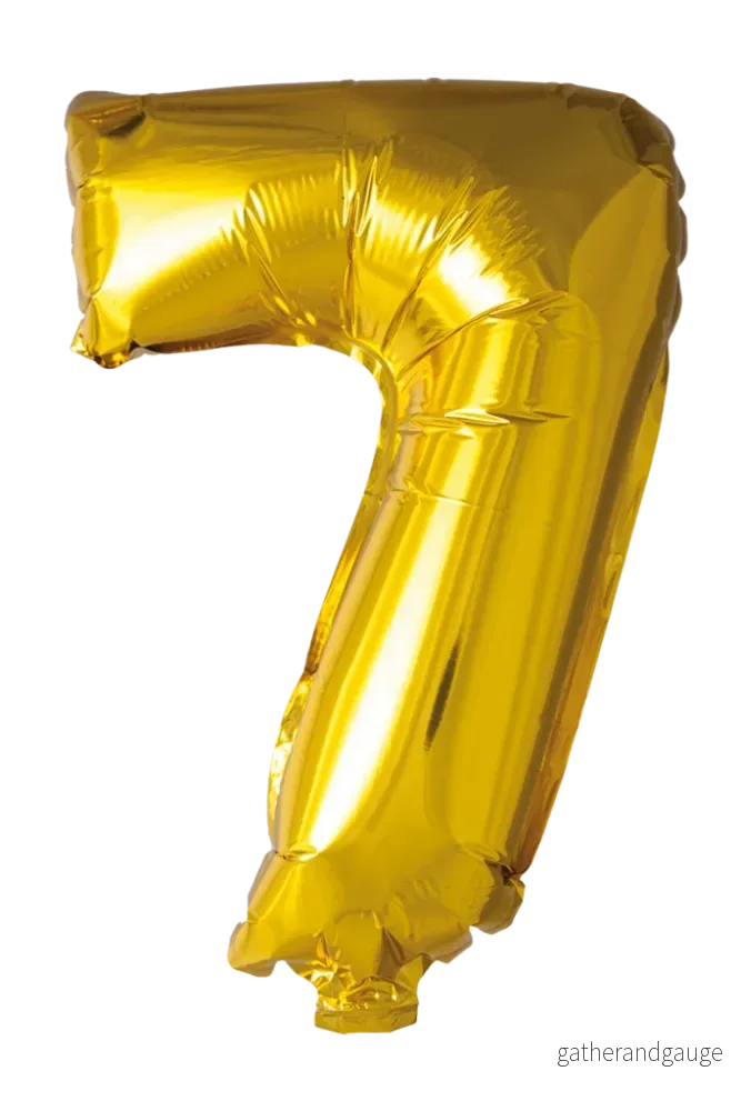 Folieballong siffror 7 i guld 41cm Folieballong siffror 7 i guld 41cm