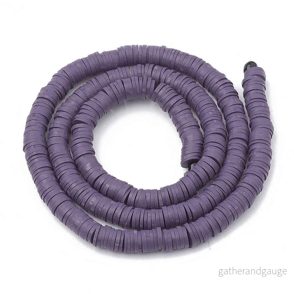 Heishi Pärlor - Mörklila 3mm 1 Sträng