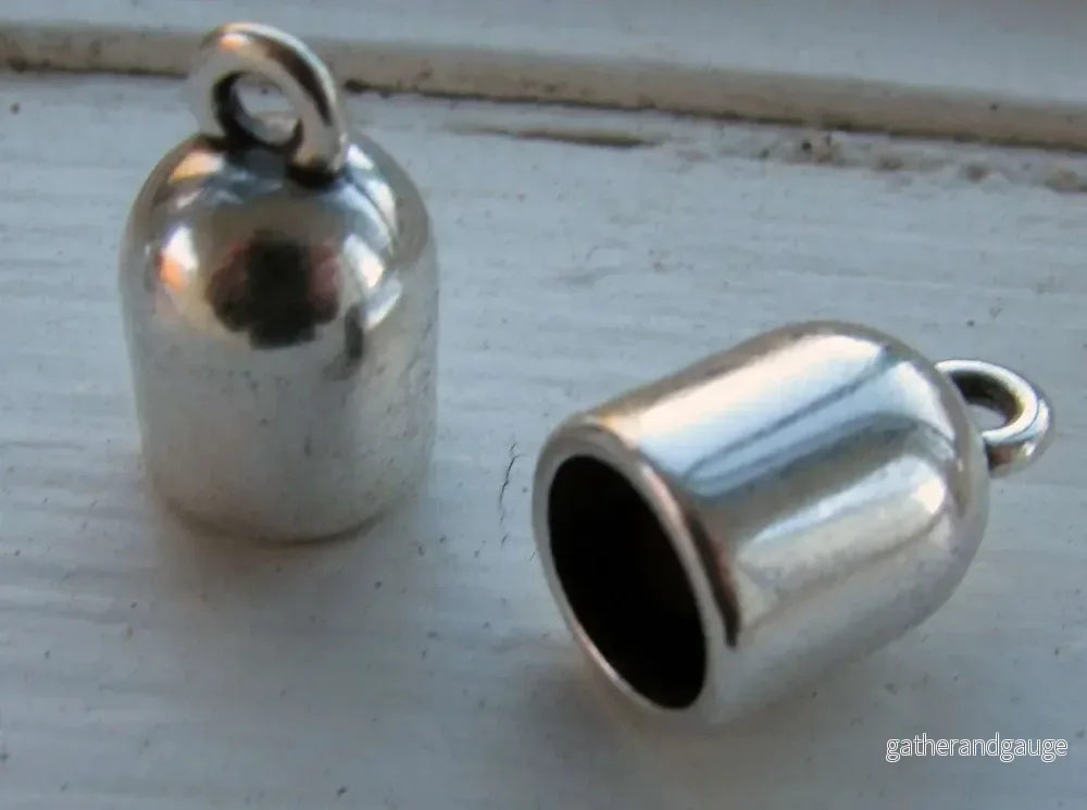 Ändfäste antiksilverfärgade – Rundade med ögla, 10,2mm, 2-pack