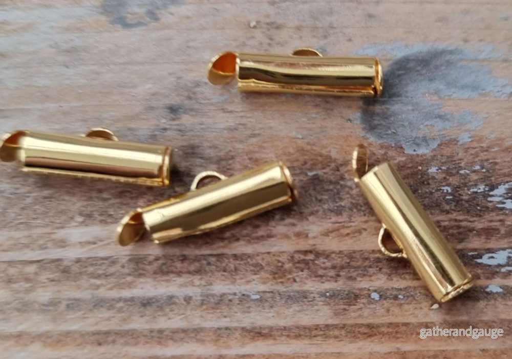 Avslut 24K guldpläterad - Slide tube 16mm 2-pack