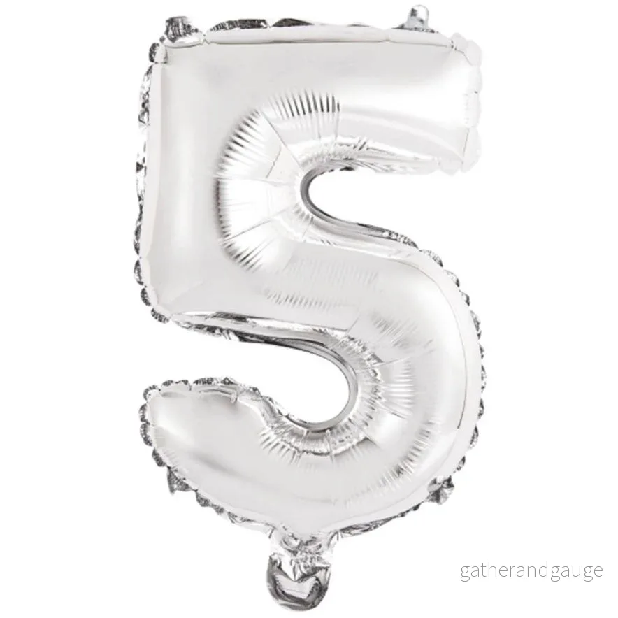 Folieballong siffror 5 i Silver 75cm Folieballong siffror 5 i Silver 75cm