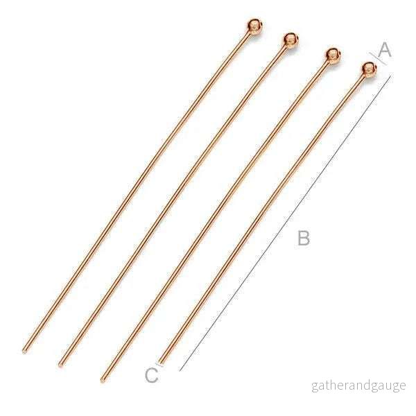 925 Silver 18K Rose Gold – Hattpinnar med kula 55×0,85mm 5-pack