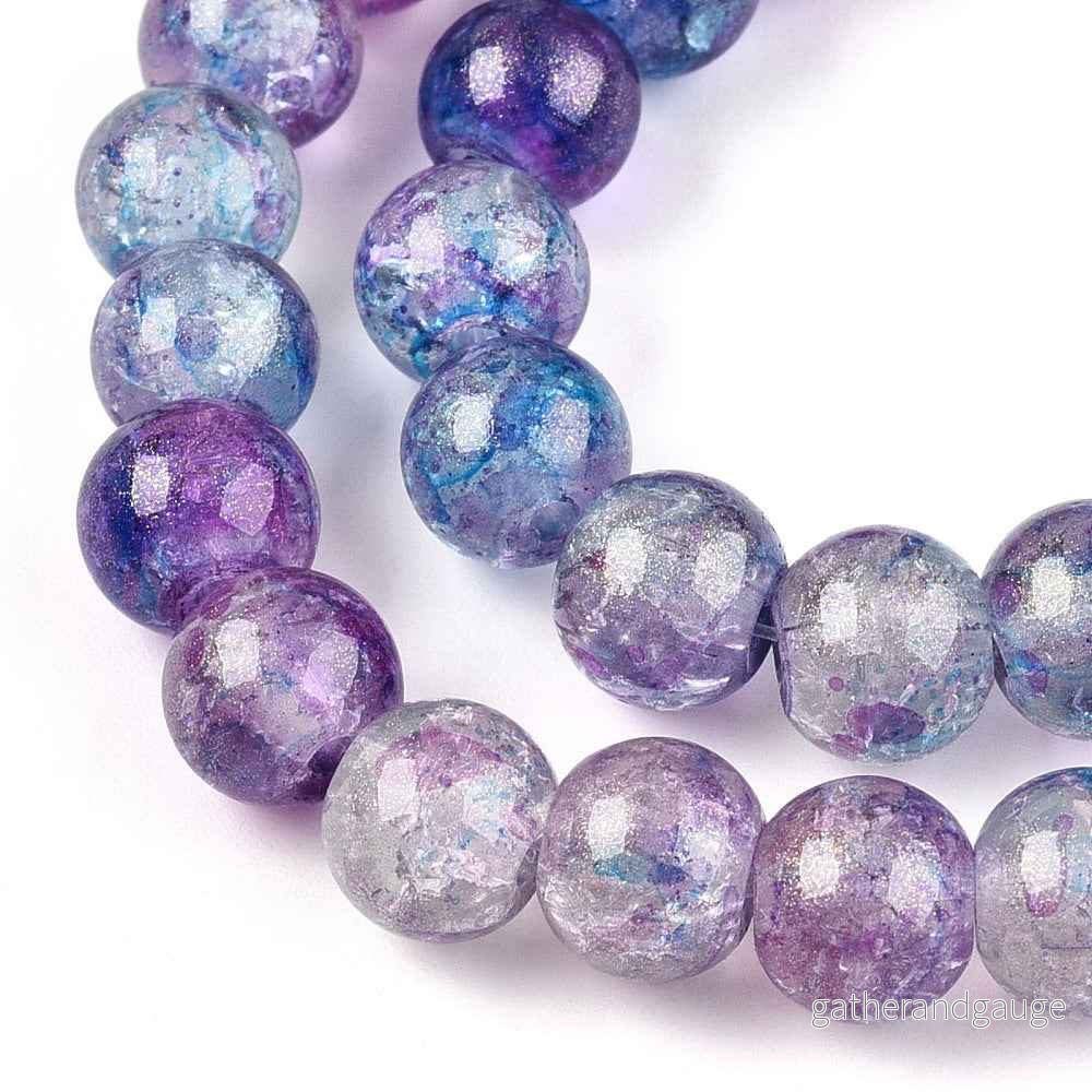 Krackelerad Rund – Stardust Medium Orchid, 8mm, 1 sträng Krackelerad Rund – Stardust Medium Orchid, 8mm, 1 sträng