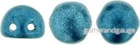 CzechMates Cabochon - Saturated Metallic Shaded Spruce 7mm 2-håls, 10-pack
