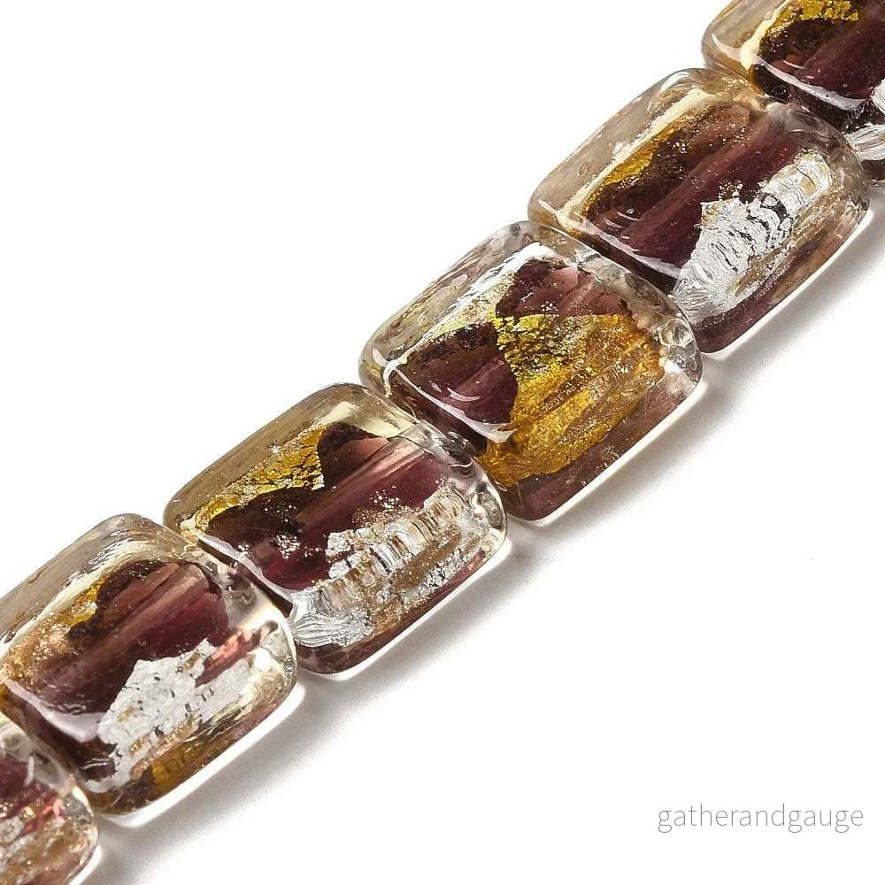 Silverfoil fyrkant - Lila/guld/silver 14mm, 1 styck - Bild 2