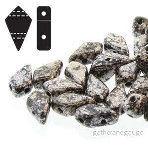Kite Bead - Silver Splash Jet Opaque 9x5mm 10 gram