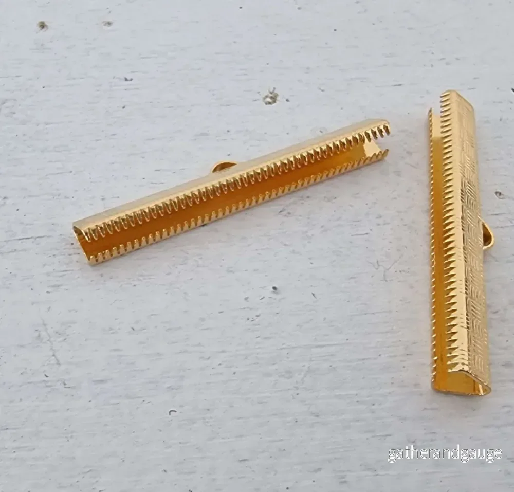 Ändfäste platta band 24K guldpläterad - Bredare modell, 38 mm, 2-pack - Bild 2