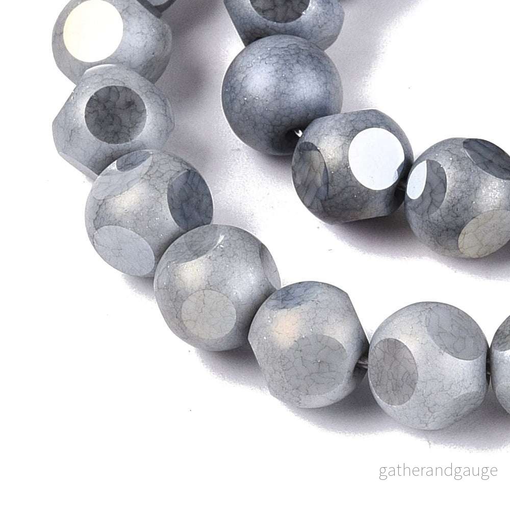 Glaspärlor Facetterad Rund - Grey AB, 8mm 1 sträng - Bild 2