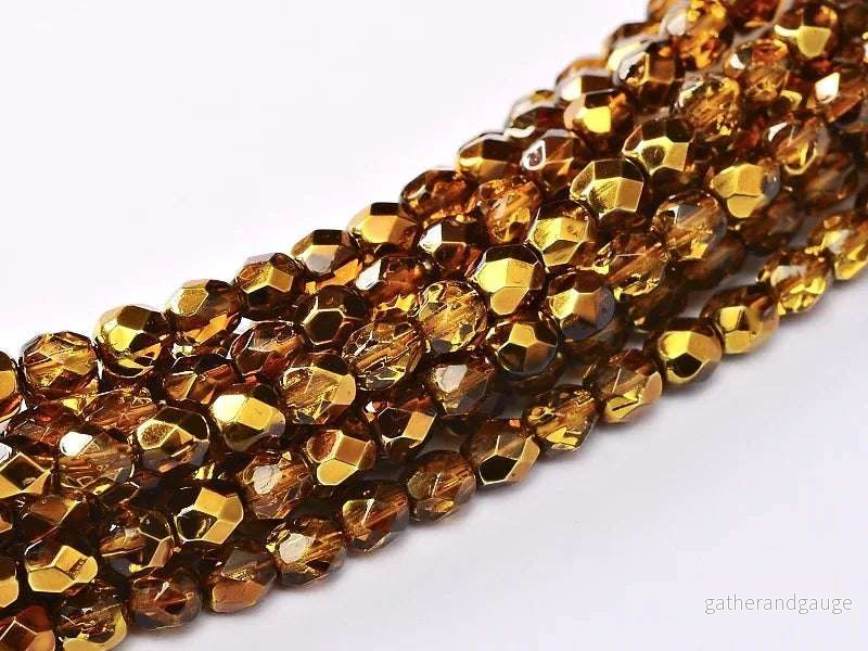 Tjeckiska Firepolish – Crystal Topaz Metallic Ice 3mm, 150-pack