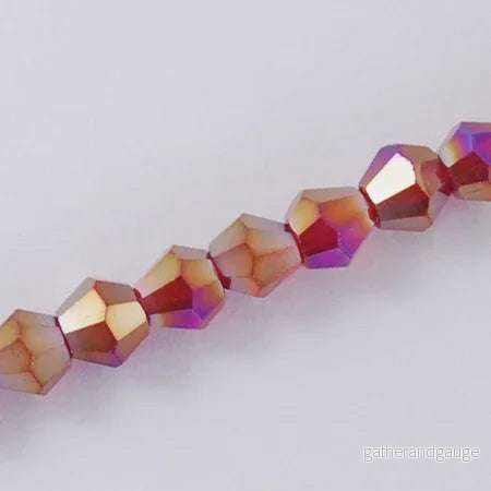Glaspärlor Bicone - Röd AB, 2x3mm, 1 sträng