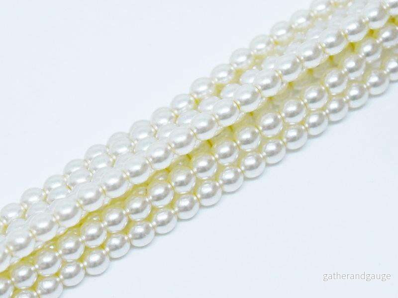 Tjeckiska vaxade glaspärlor - Shiny Dark Cream 3mm, 1 sträng