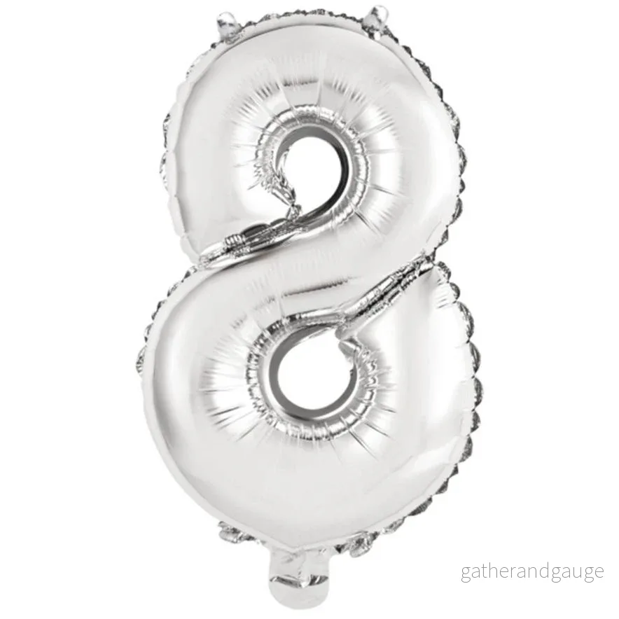 Folieballong siffror 8 i Silver 75cm