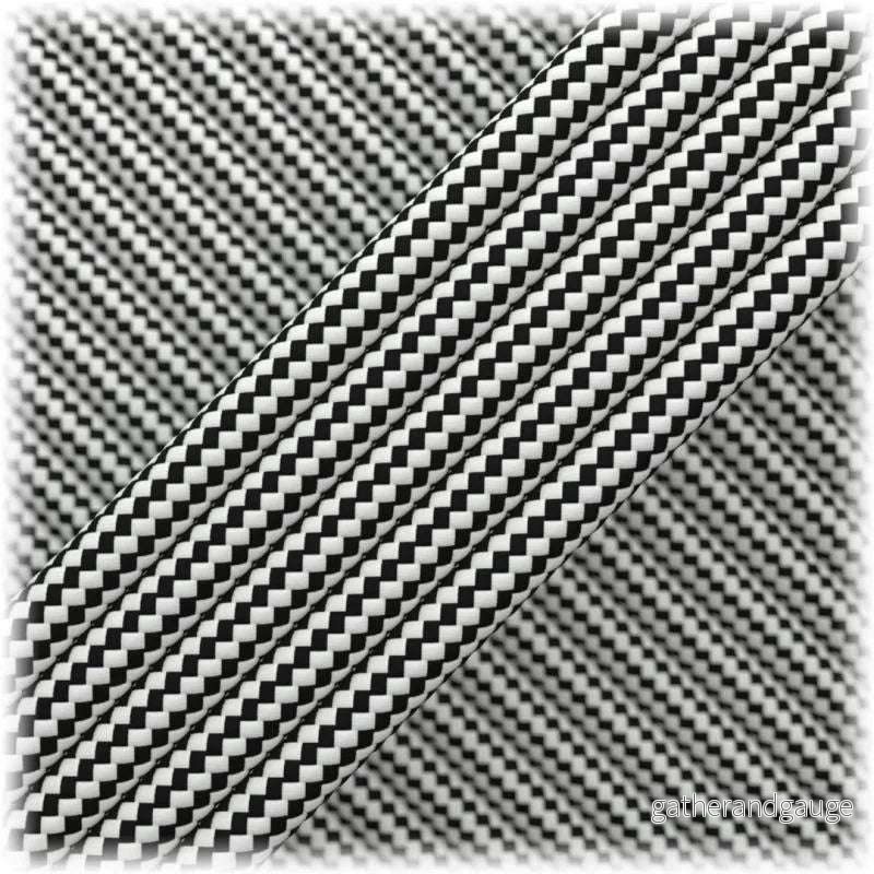 Paracord Type III 550, Svart Vit Rand #193 – 10 Meter