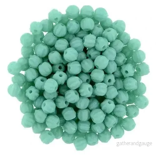 Tjeckiska Melon Round - Turquoise 3mm 50-pack