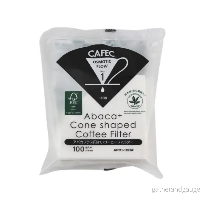 Cafec – Abaca+ – Pappersfilter – Cup1 – Vit – 100pcs