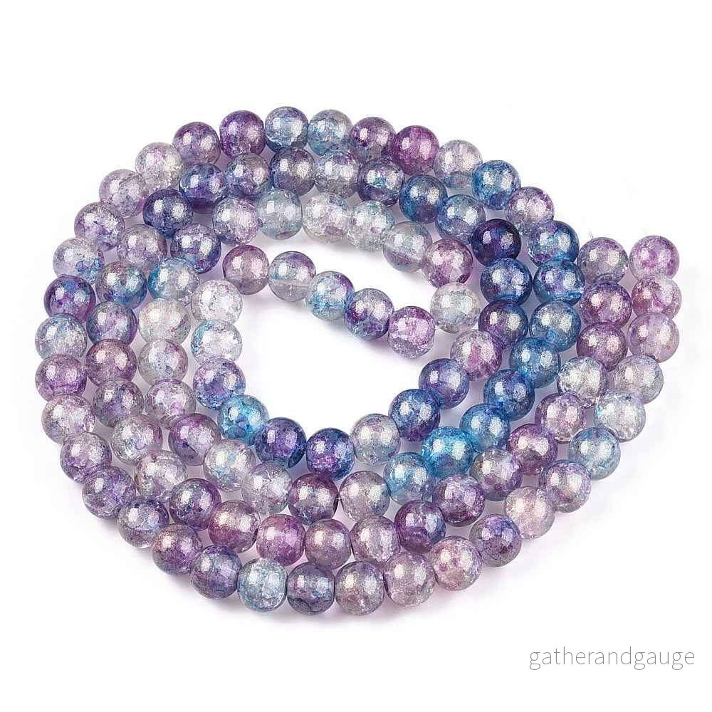 Krackelerad Rund - Stardust Medium Orchid, 8mm, 1 sträng - Bild 2