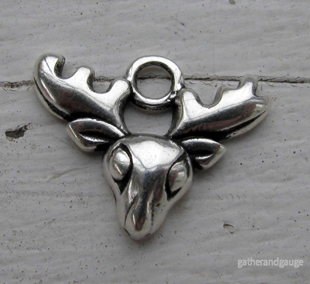 Berlock silverfärgad – Renhuvud, 1 styck