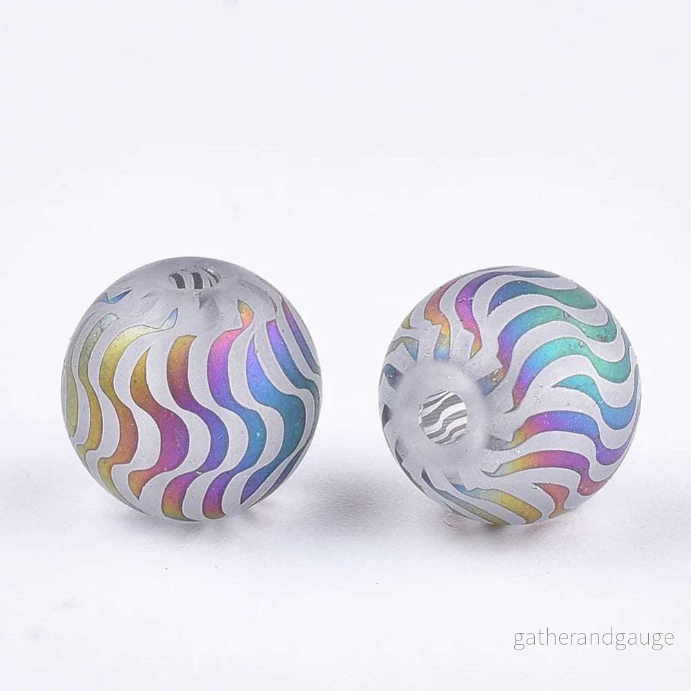 Glaspärla Rund – Randigt mönster 8mm 1 styck Glaspärla Rund – Randigt mönster 8mm 1 styck