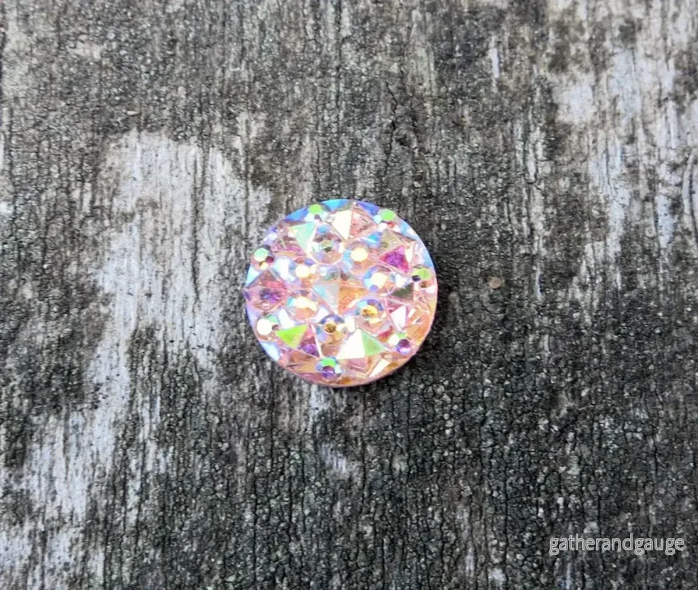 Cabochon av resin - Druzy Rosa 10mm, 1 styck - Bild 2