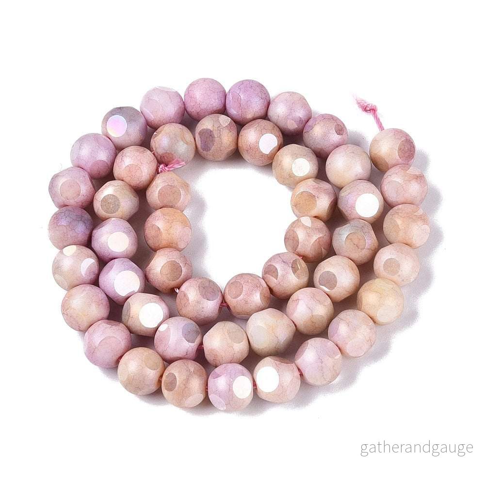 Glaspärlor Facetterad Rund – Plum AB, 8mm 1 sträng Glaspärlor Facetterad Rund – Plum AB, 8mm 1 sträng