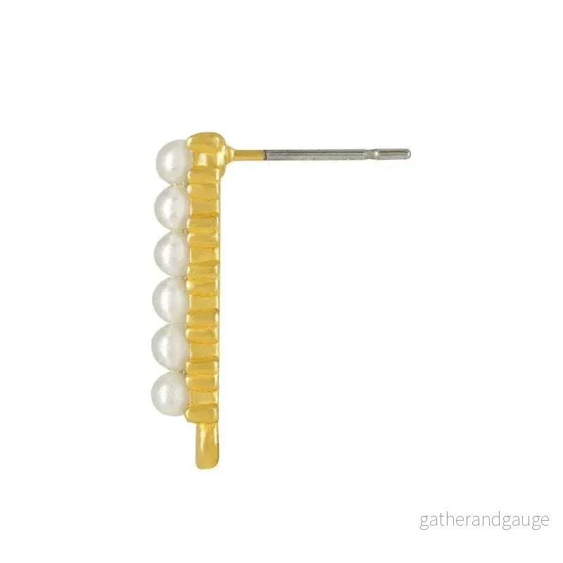 Örstickare Guldfärgad - Rak med pärlor 5x19mm, 2-Pack - Bild 2