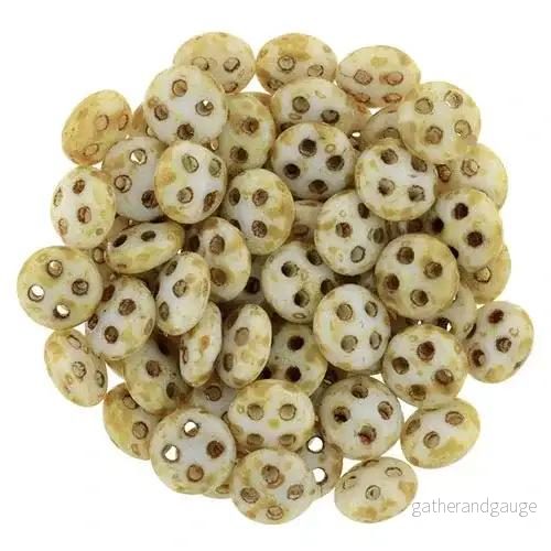 CzechMates QuadraLentil – Alabaster Picasso 6mm, 10 gram