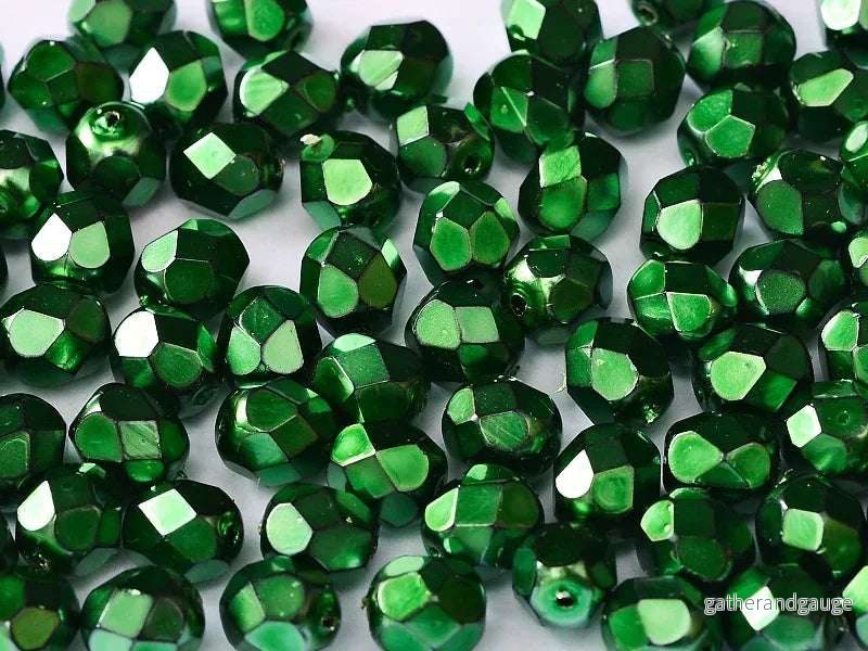 Tjeckiska Firepolish - Jet Heavy Metall Emerald 3mm, 150-pack