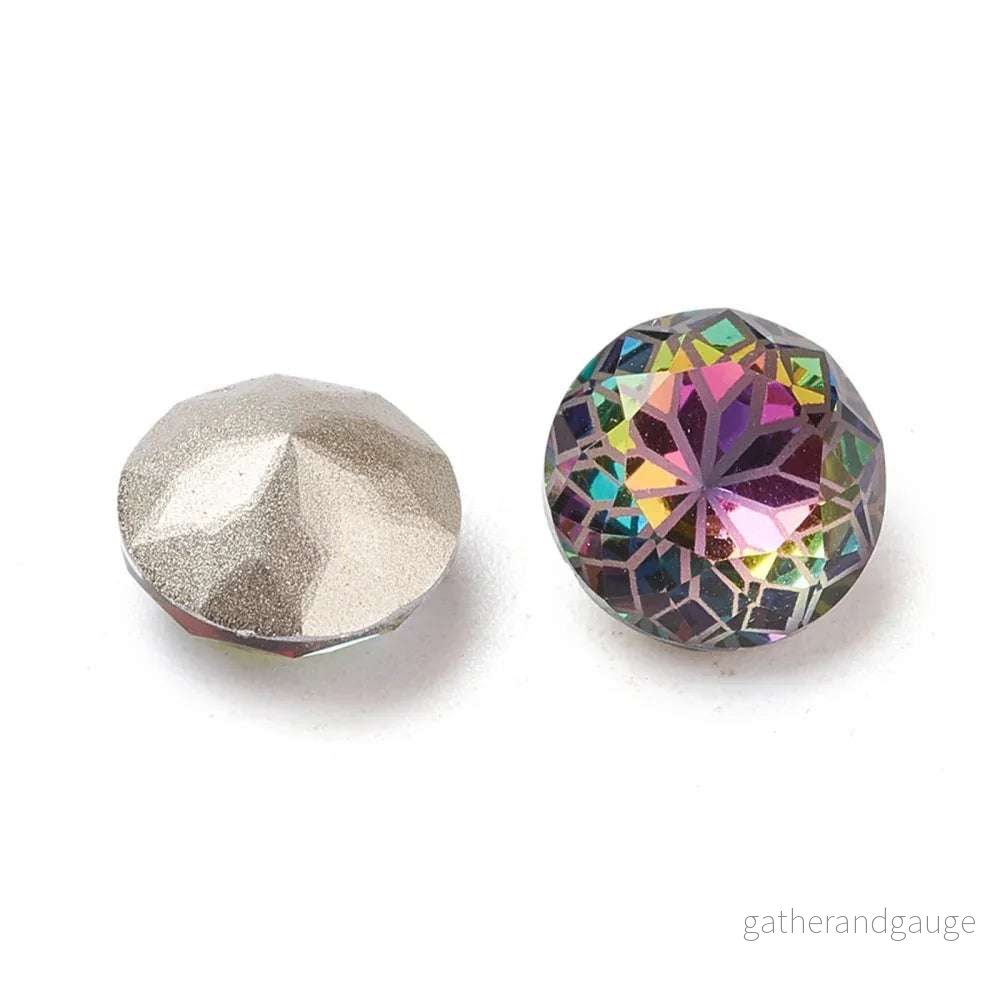 Kinesisk strass - Rund med blomma Volcano 10mm 1 styck