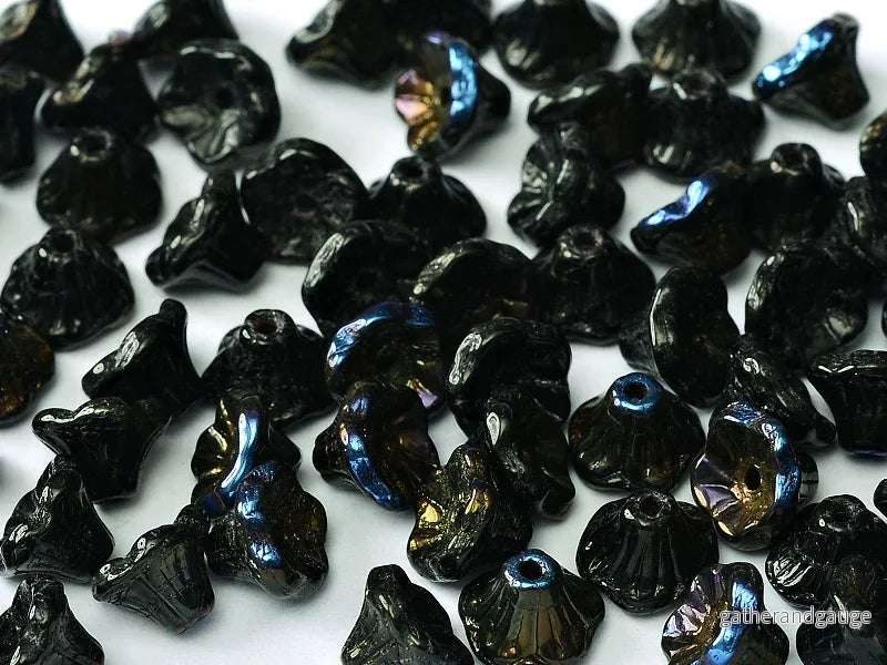 Flower Cup Beads – Jet Azuro 7×5 mm, 20-pack Flower Cup Beads – Jet Azuro 7×5 mm, 20-pack