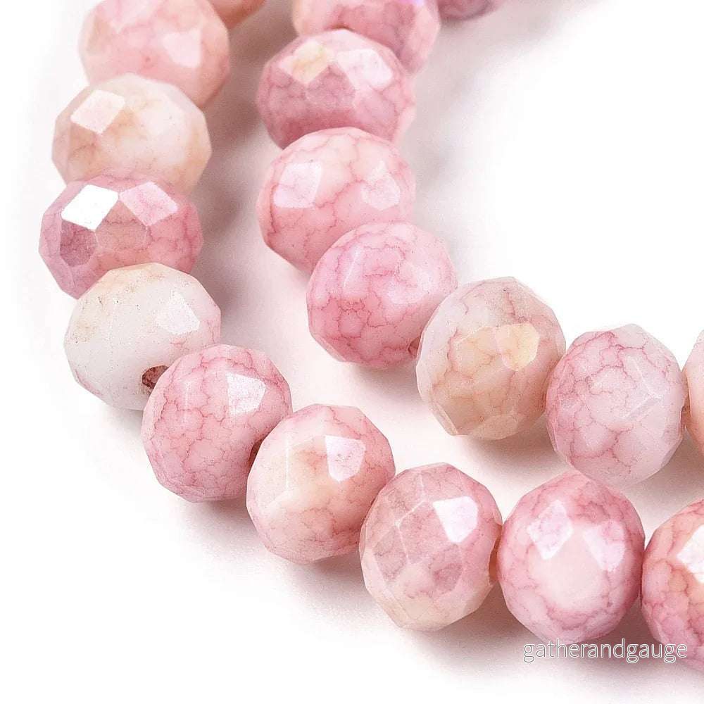 Facetterade glaspärlor – Sommarmix rosa, 7.5×6.5mm 1 sträng Facetterade glaspärlor – Sommarmix rosa, 7.5×6.5mm 1 sträng