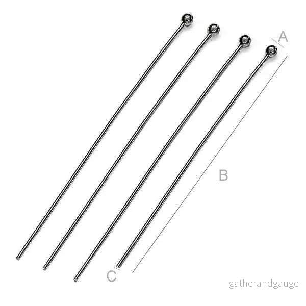 925 Silver Svart Rhodium – Hattpinnar med kula 55x085mm  5-pack