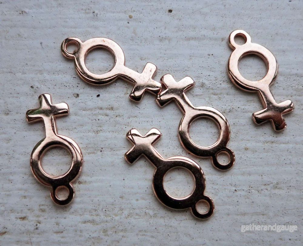 Berlock roséguldfärgad - Symbol Kvinna 14x8mm 5-pack
