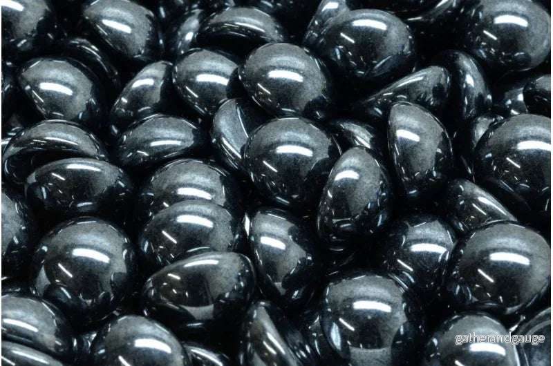 Cabochon - Jet Hematite 12mm, 6-pack