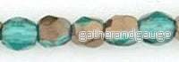 Tjeckiska Firepolish - Copper Emerald 3mm, 50-pack