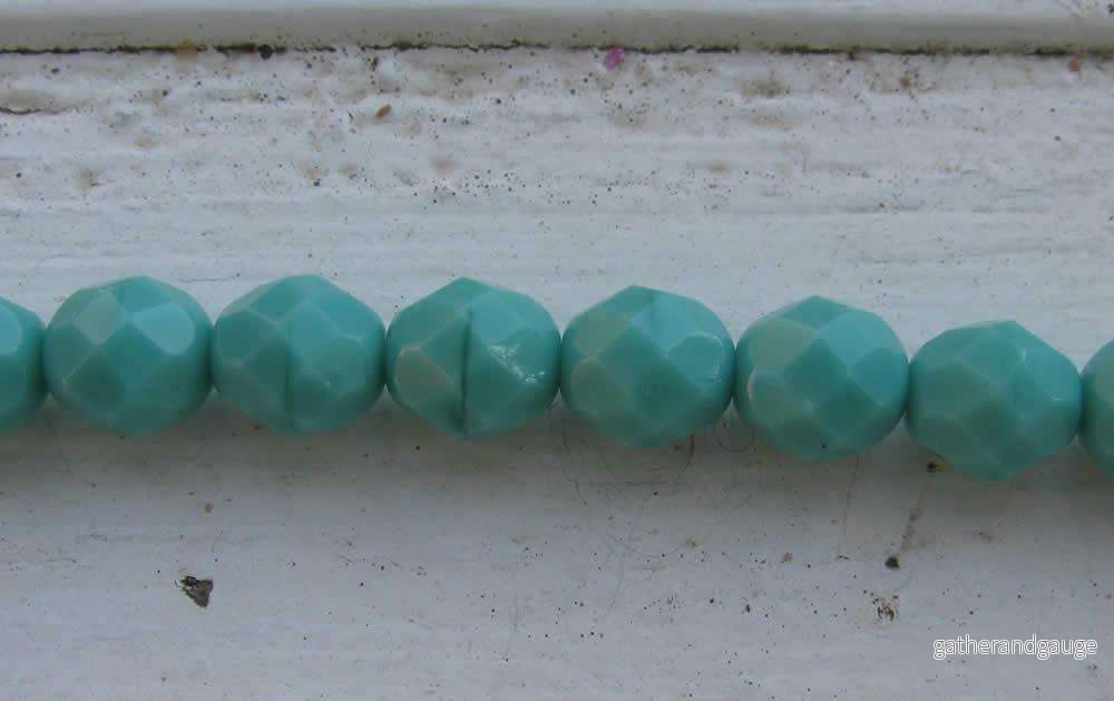 Tjeckiska Firepolish - Turquoise 8mm, 25-pack