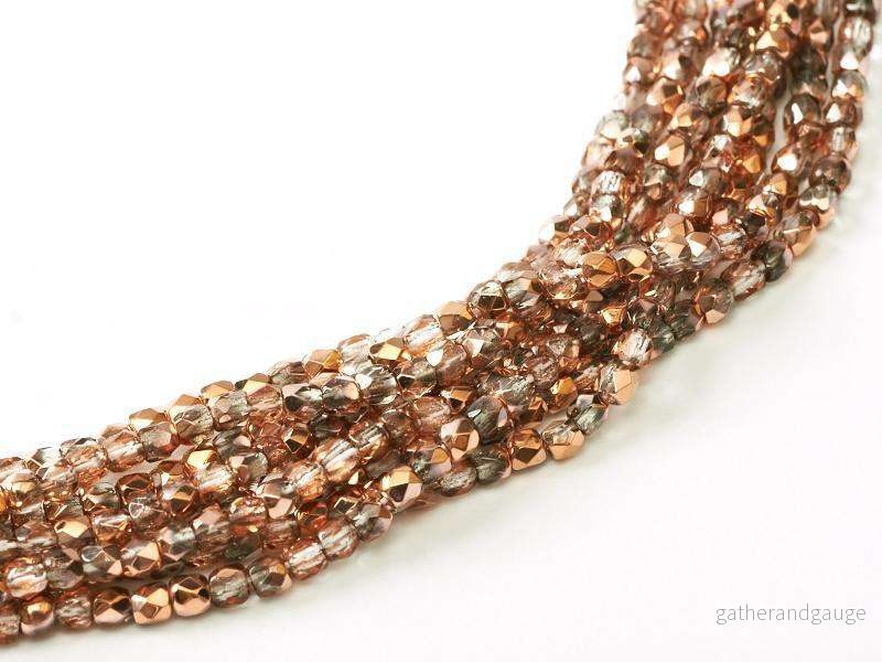 Tjeckiska Firepolish - Crystal Capri Gold 2mm, 1 sträng