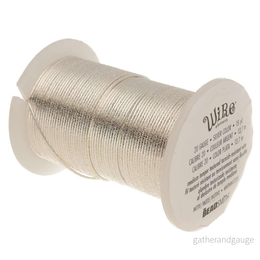 Wire Elements 20 Ga - Non Tarnish silverfärgad halvrund med texture motiv, 1 rulle - Bild 3