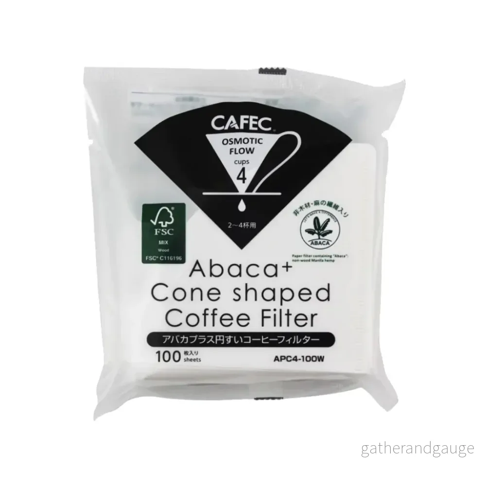 Cafec – Abaca+ – Pappersfilter – Cup4 – Vit – 100pcs