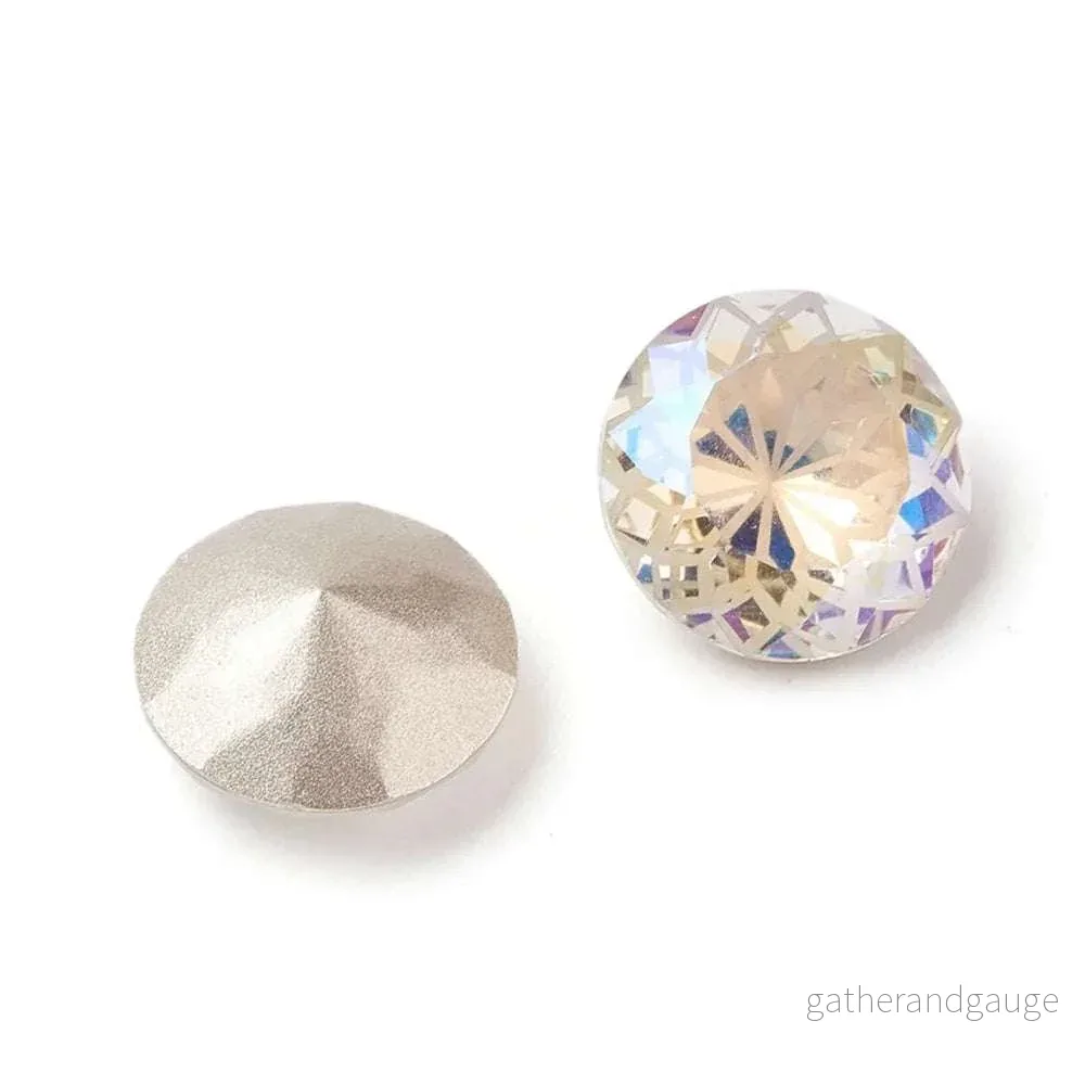 Kinesisk Strass - Rund med Blomma Moonlight 14mm 1 Styck